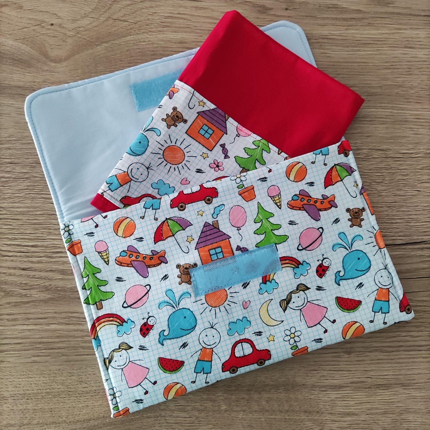 Porta tovagliolo asilo con tovagliolo - Fantasia disegni bimbi