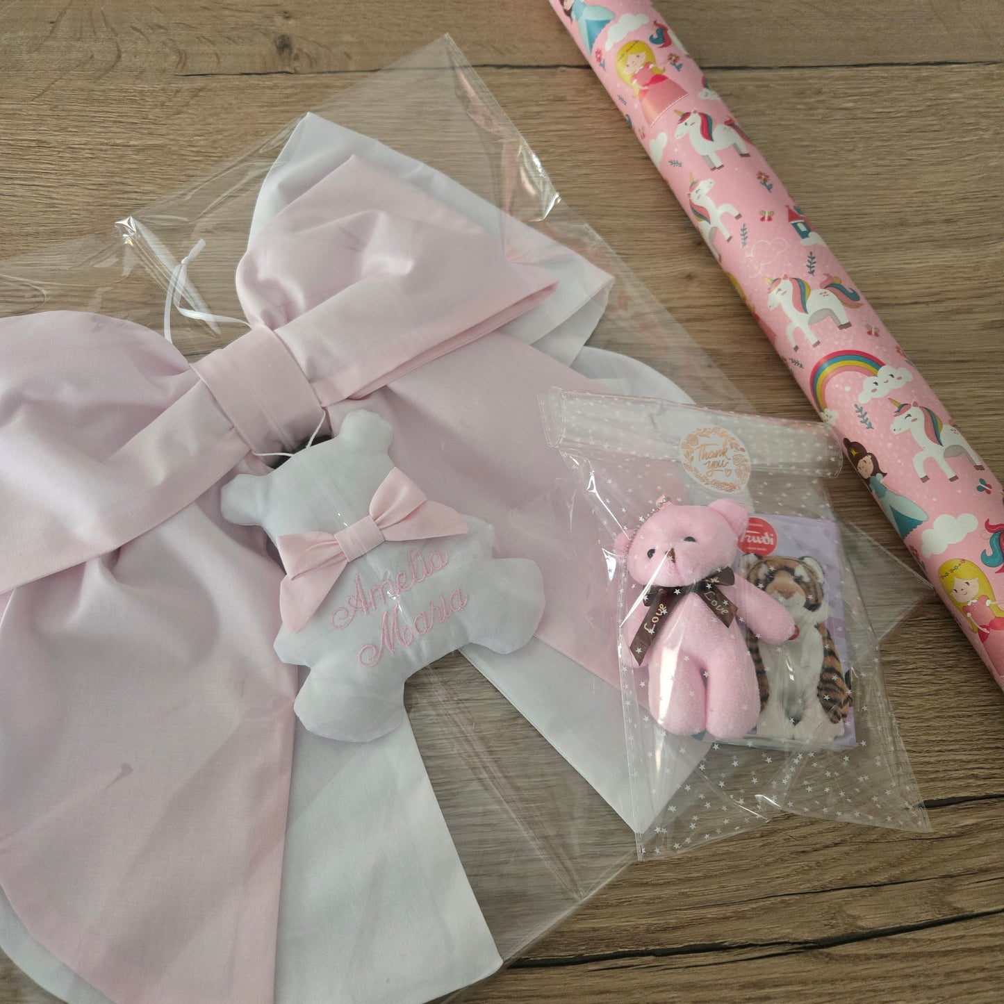 Fiocco nascita in cotone con base bianca - Soggetto personalizzabile