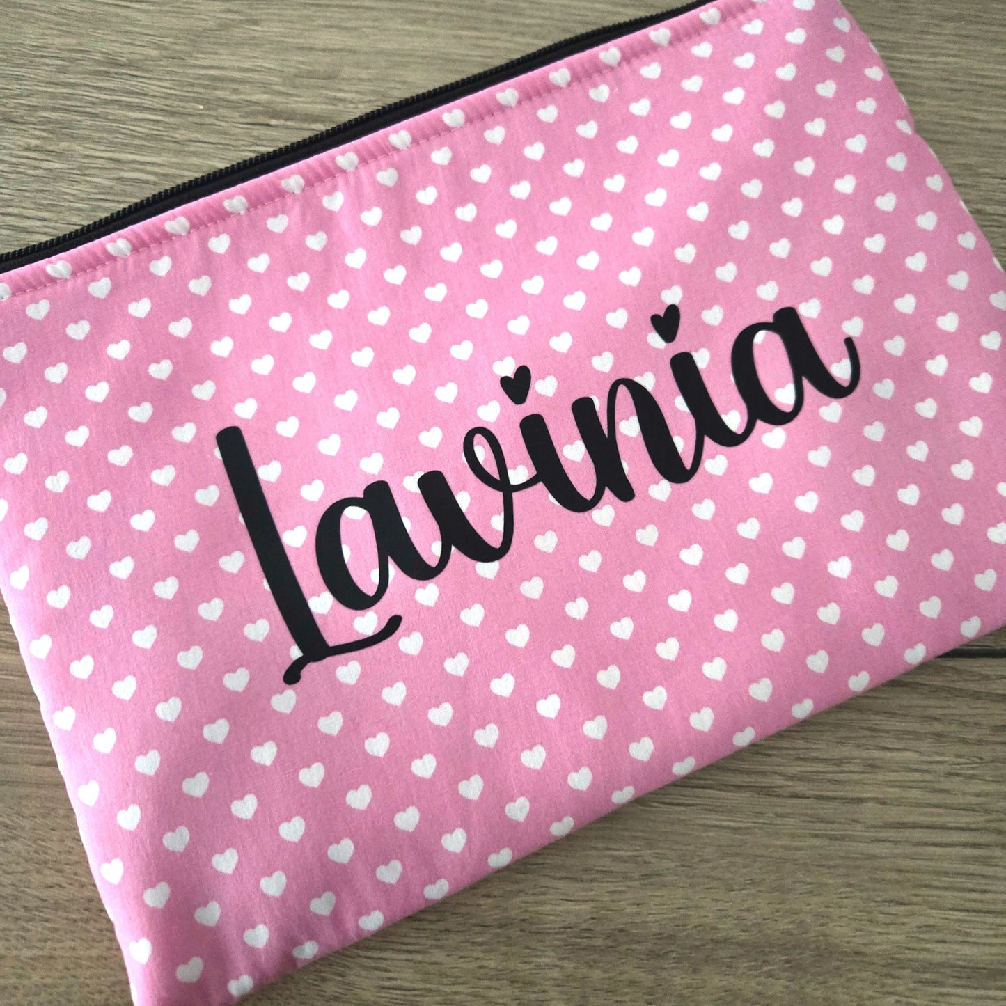 Pochette cuoricini con nome