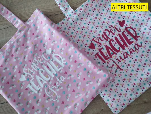 Shopper fantasie varie con scritta personalizzata