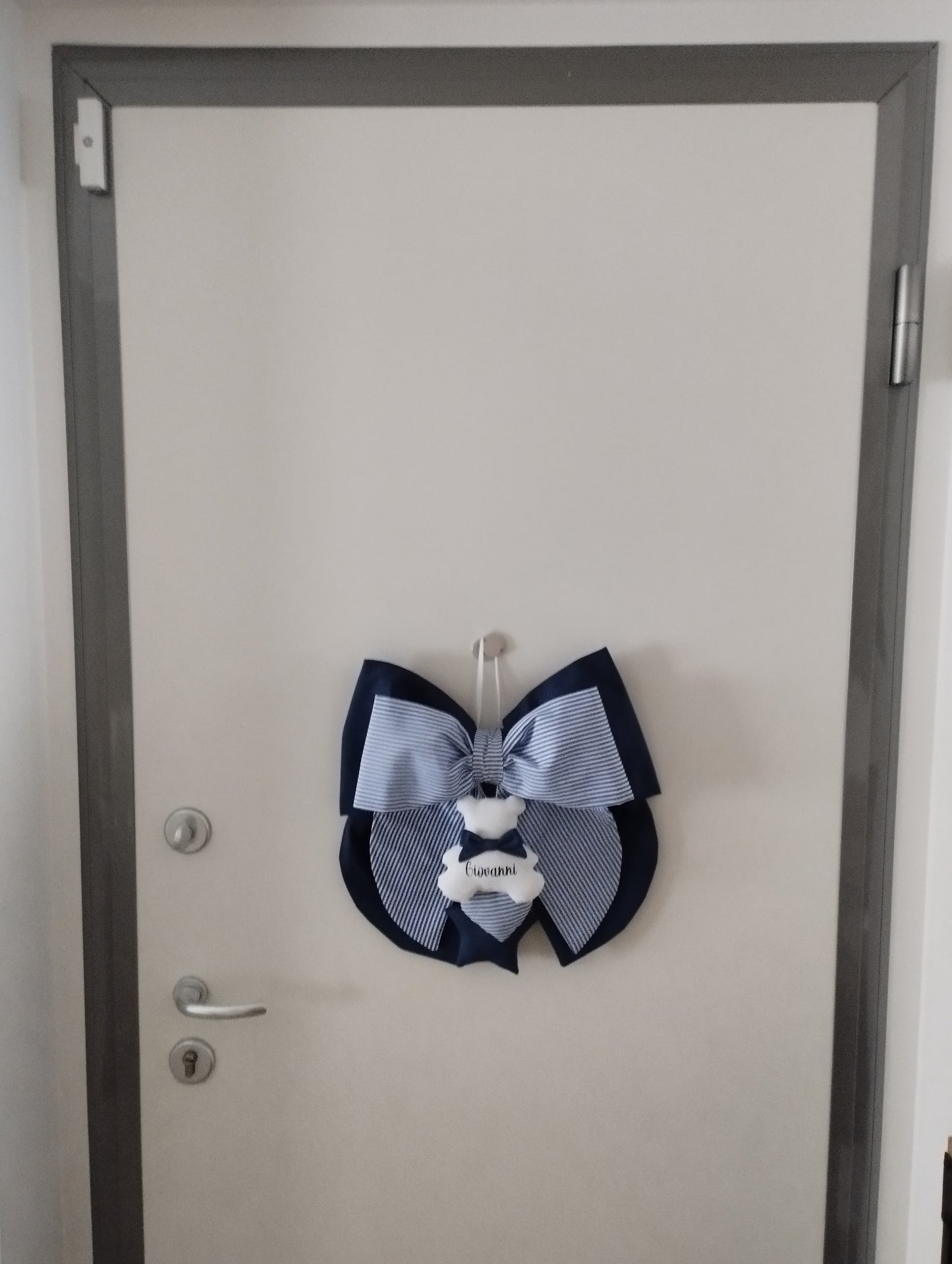 Fiocco nascita blu e a righe - Soggetto personalizzabile