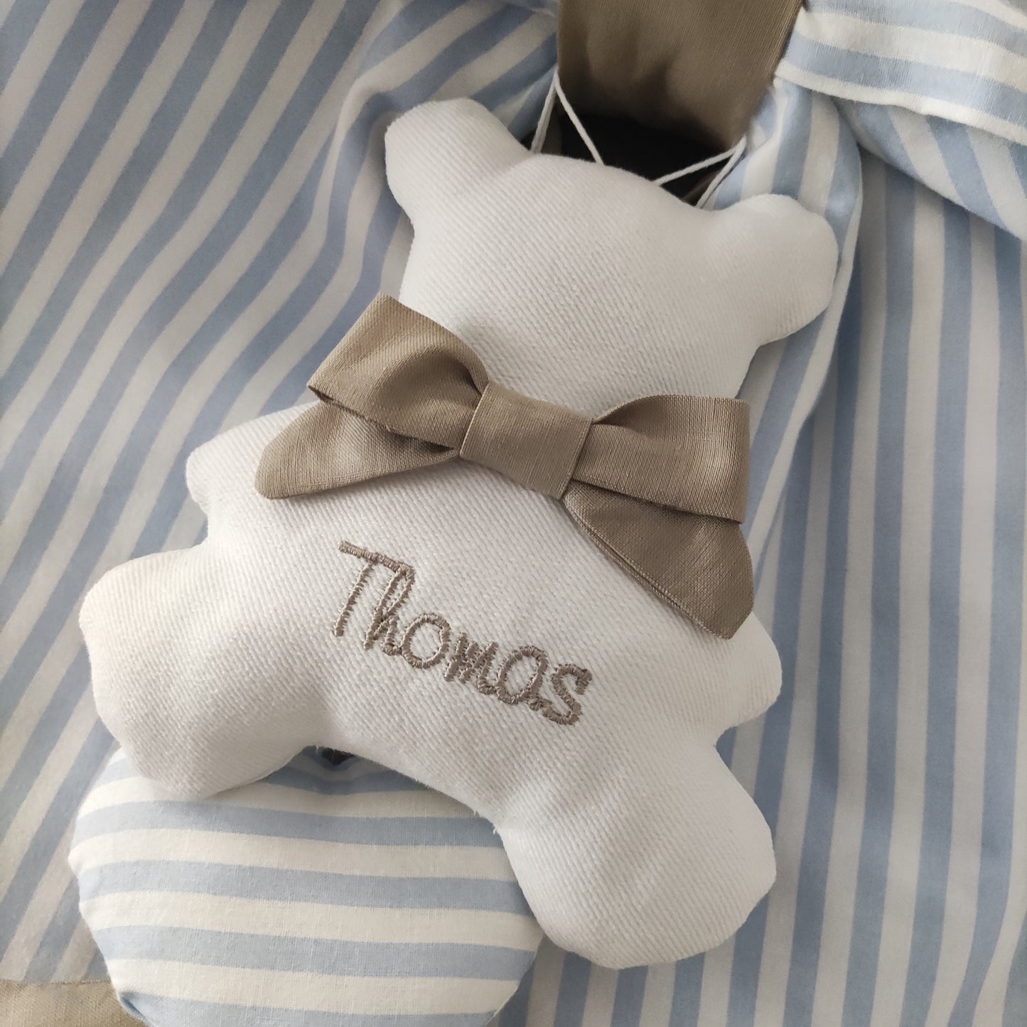 Fiocco nascita tortora e a righe azzurro o rosa - Soggetto personalizzabile