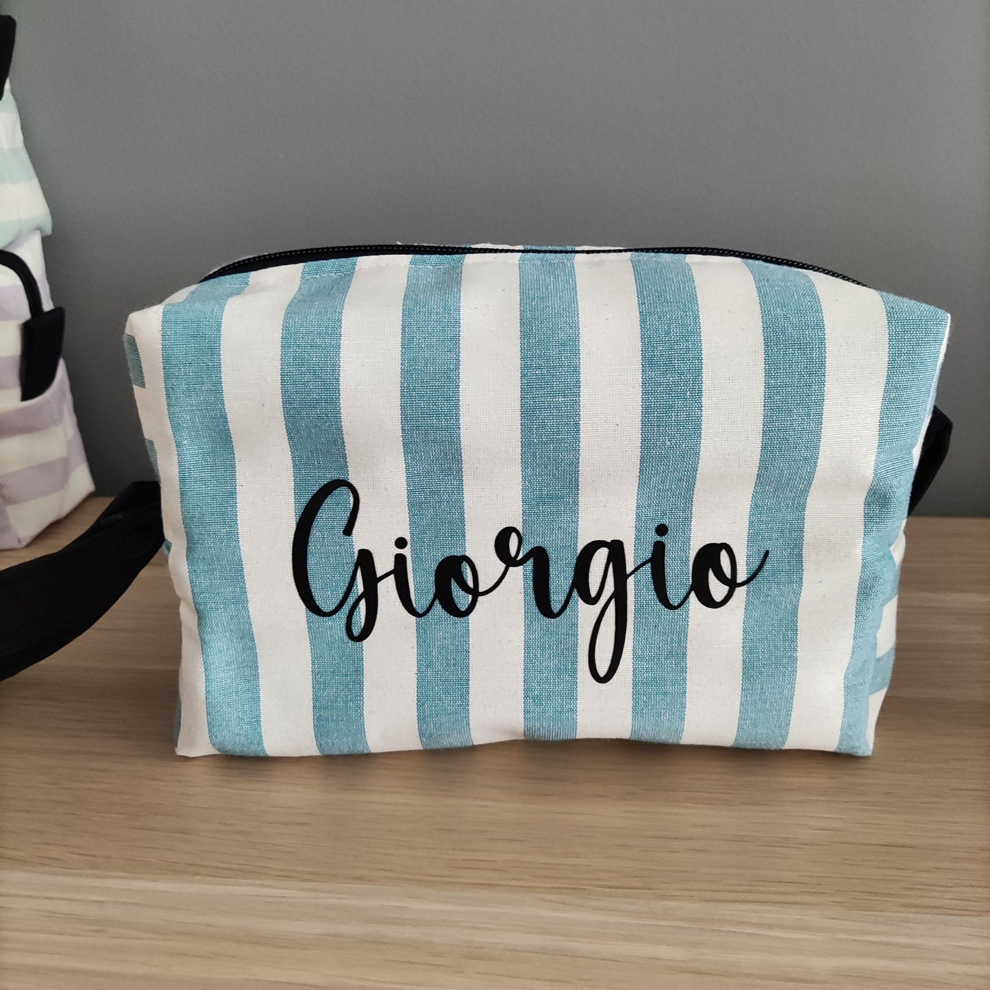 Pochette a righe con nome