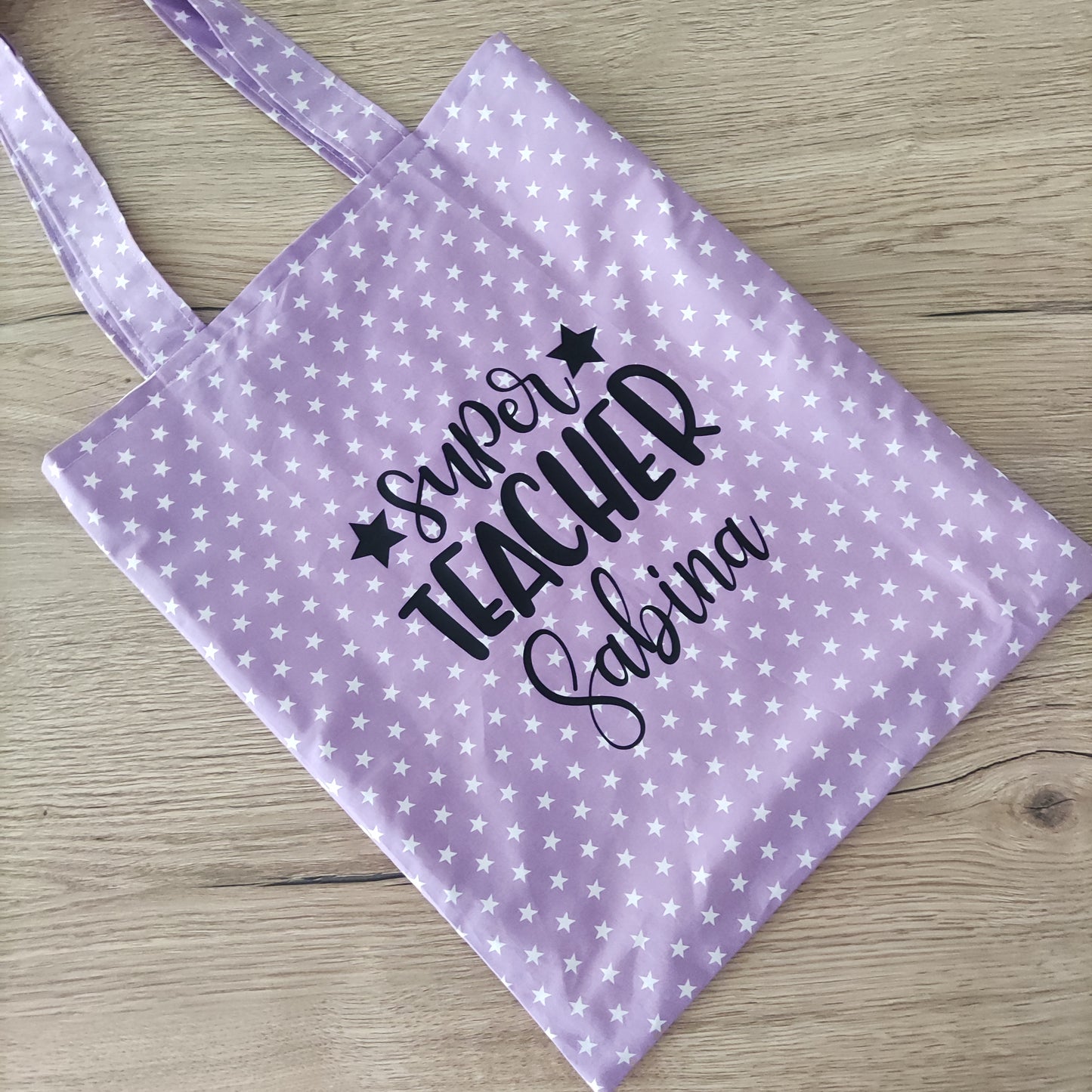 Shopper fantasia stelline con scritta personalizzata