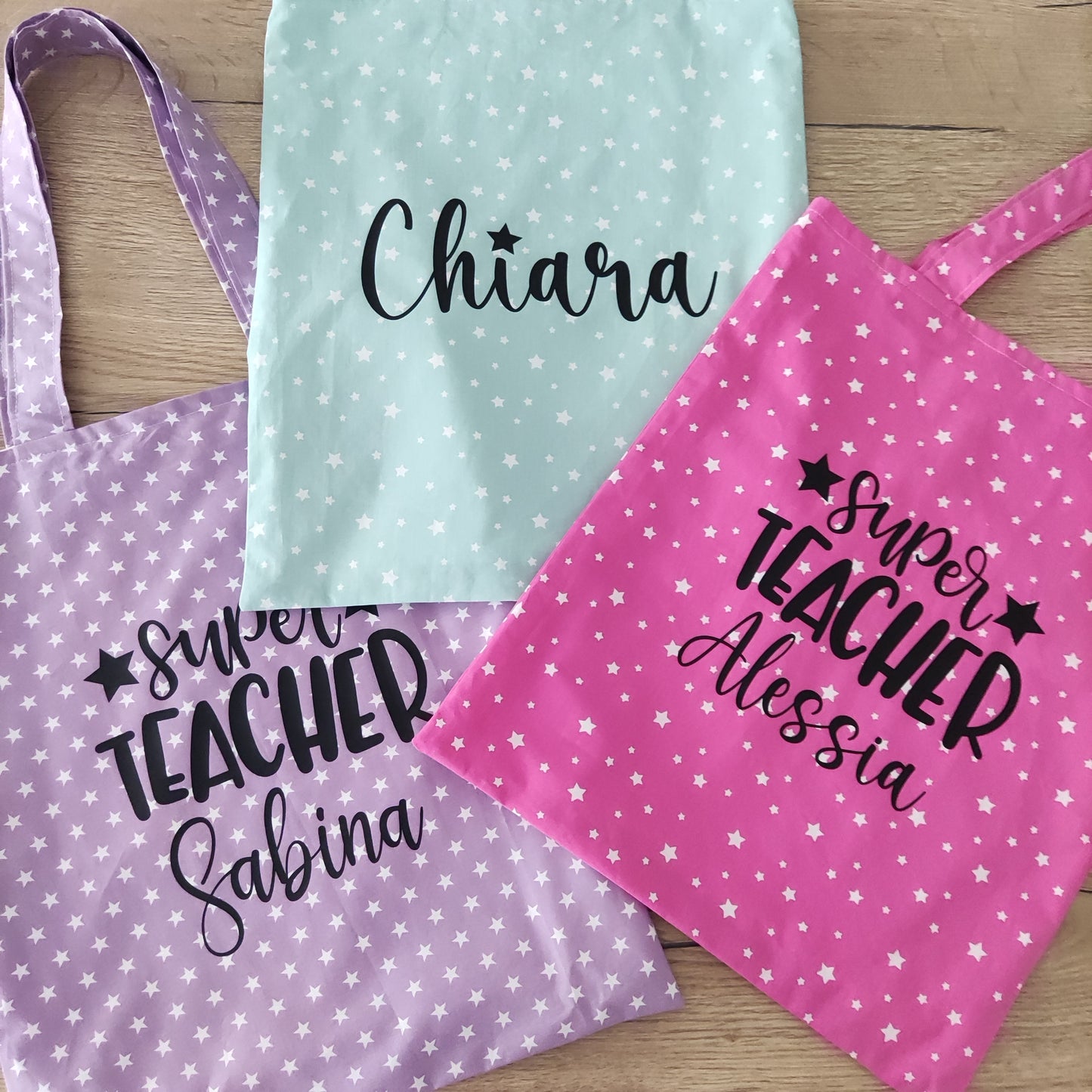 Shopper fantasia stelline con scritta personalizzata