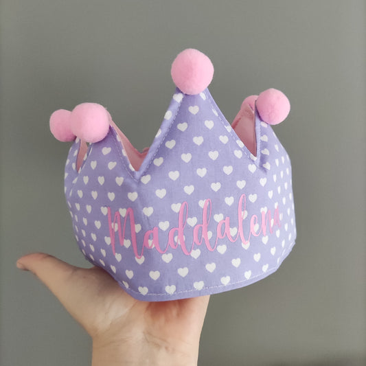 Coroncina primo compleanno lilla con nome