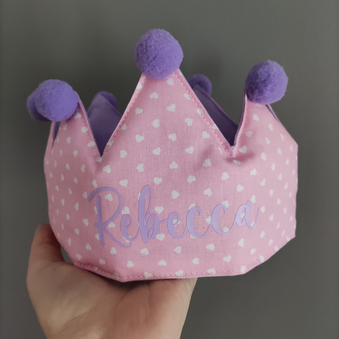 Coroncina primo compleanno rosa con nome