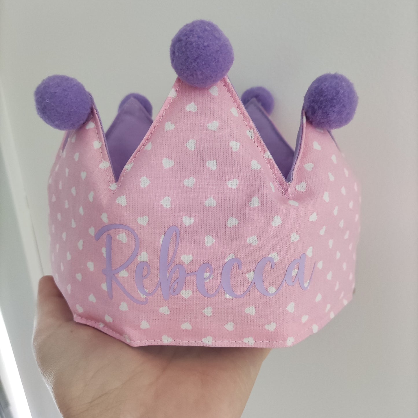 Coroncina primo compleanno rosa con nome