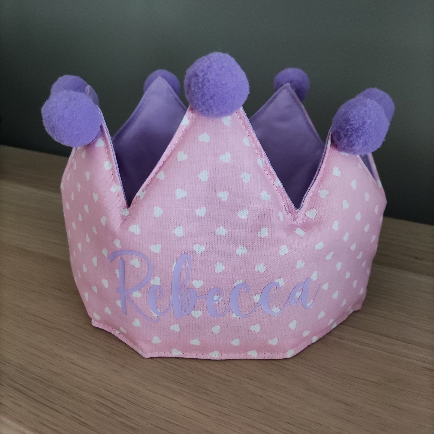 Coroncina primo compleanno rosa con nome