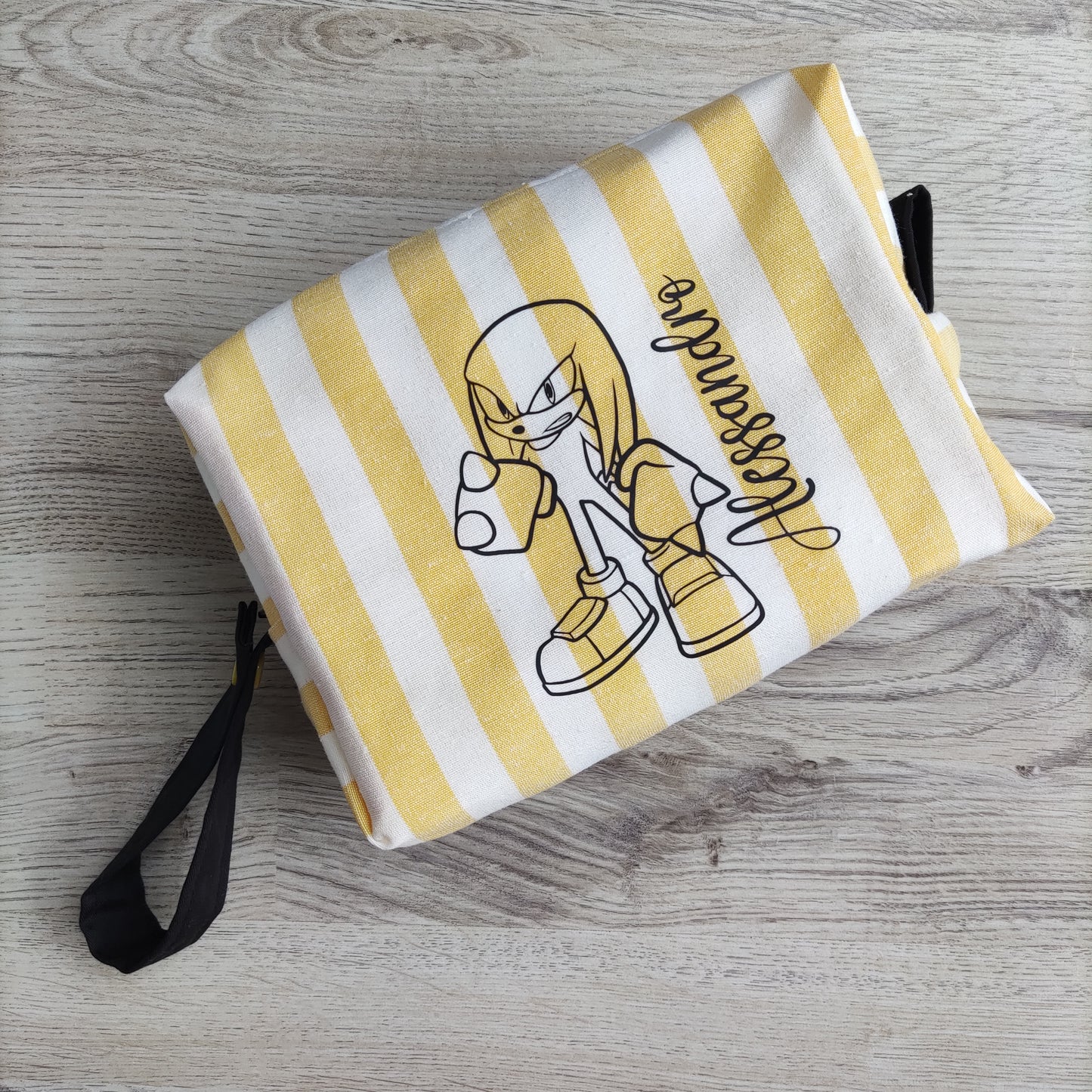 Pochette a righe con disegno personalizzato e nome