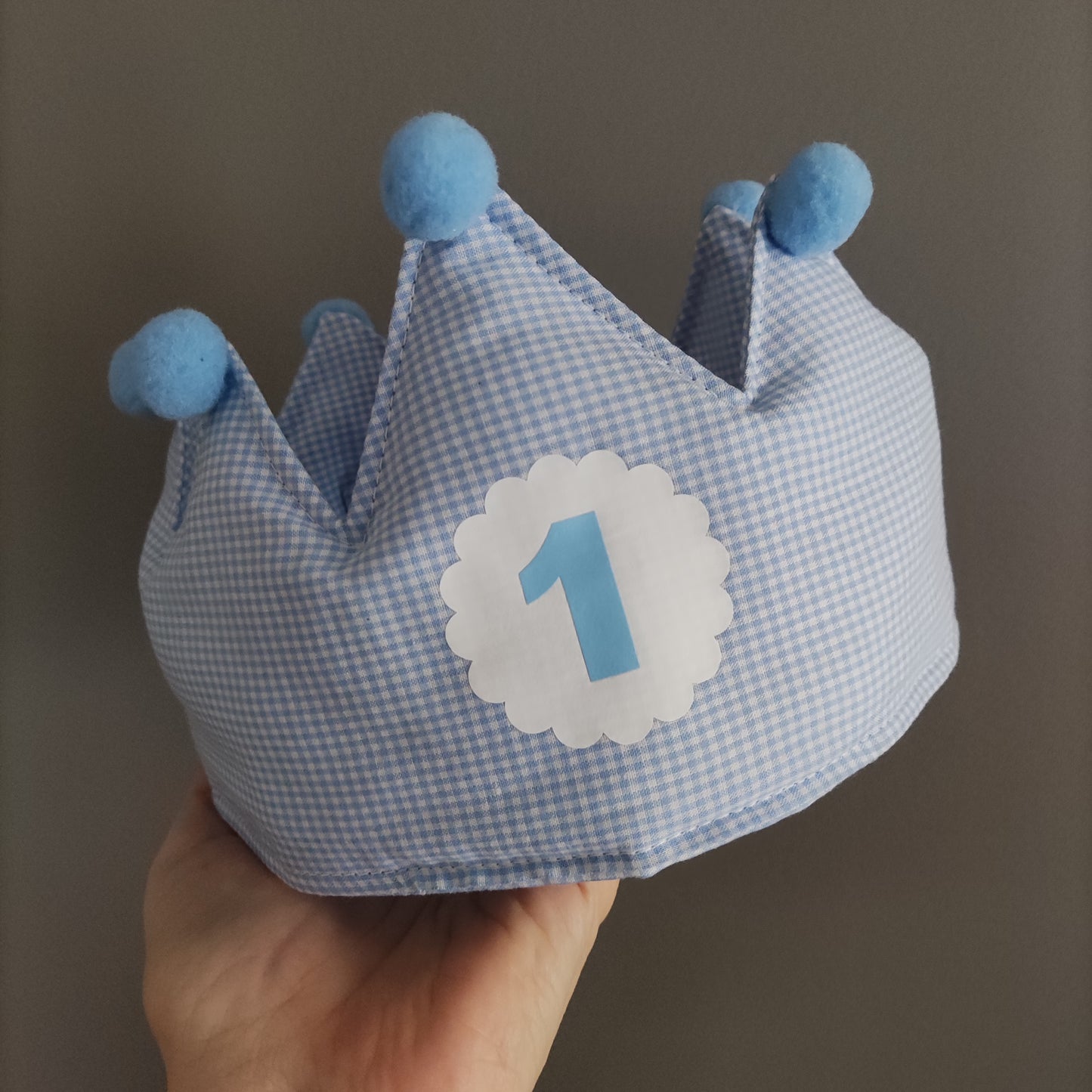 Coroncina primo compleanno a quadretti