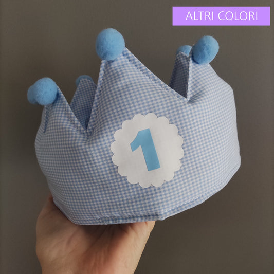 Coroncina primo compleanno a quadretti