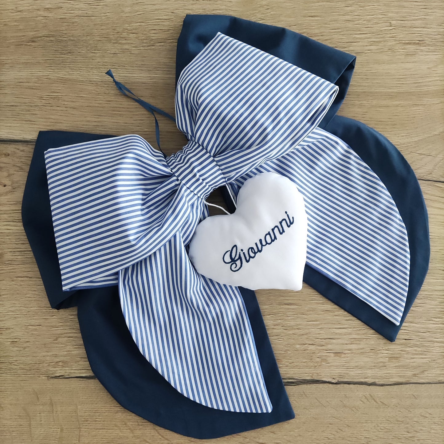 Fiocco nascita blu e a righe - Soggetto personalizzabile