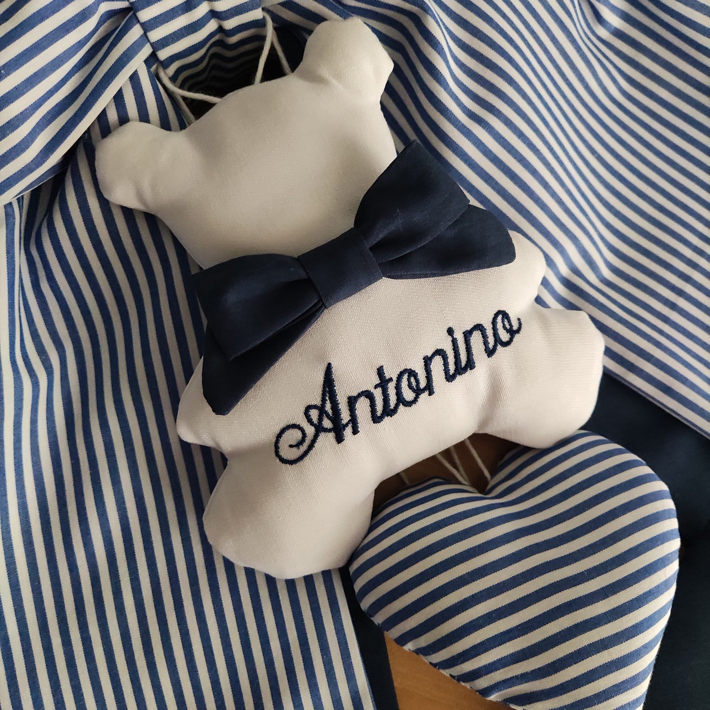 Fiocco nascita blu e a righe - Soggetto personalizzabile