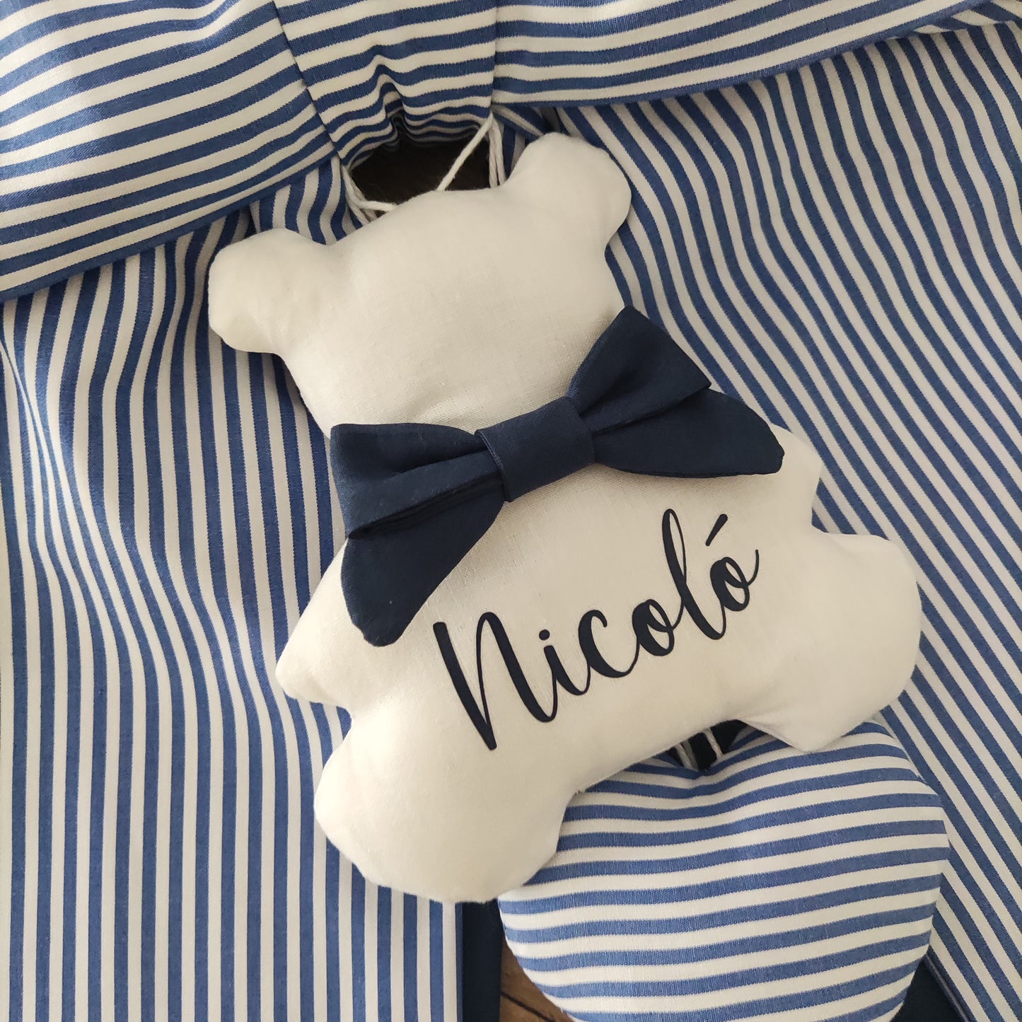 Fiocco nascita blu e a righe - Soggetto personalizzabile