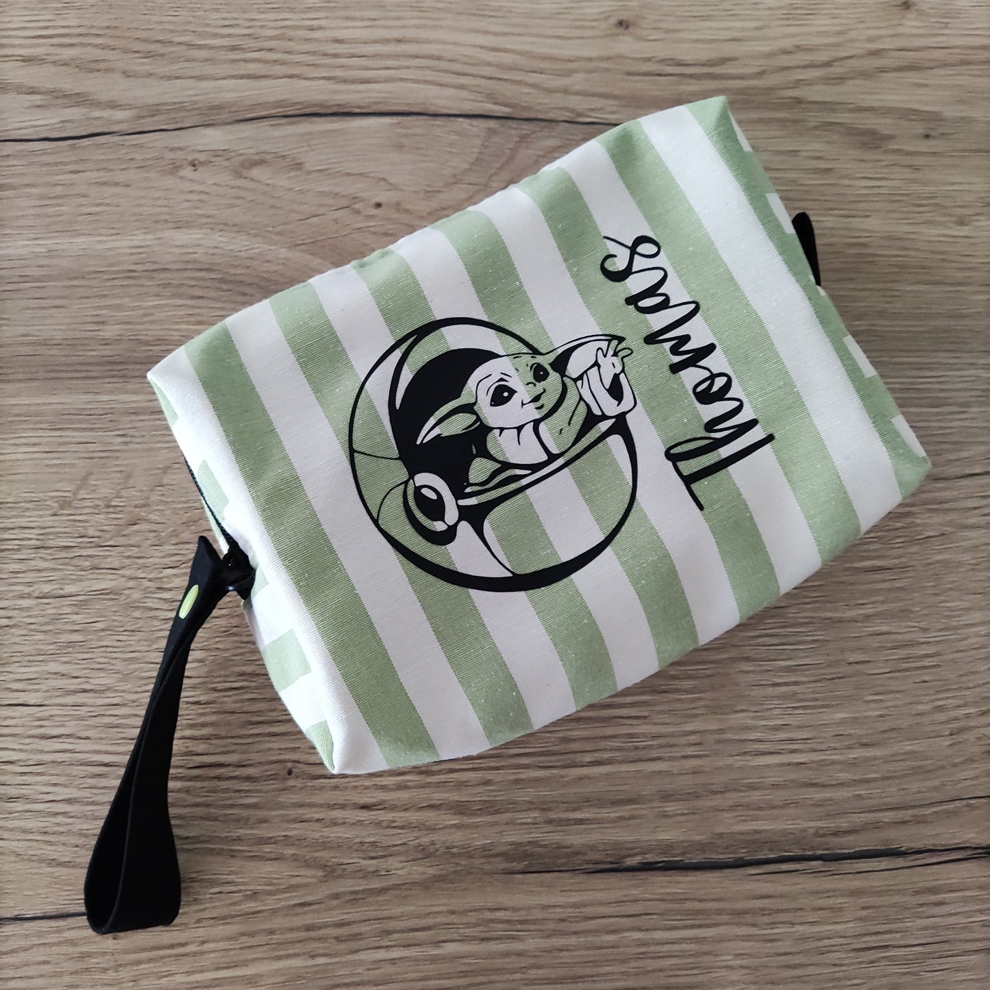 Pochette a righe con disegno personalizzato e nome