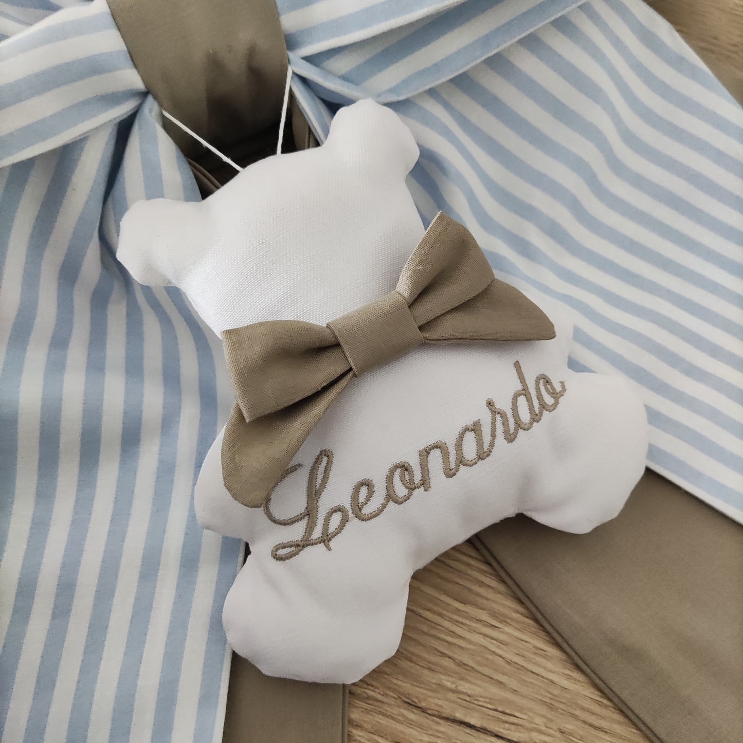 Fiocco nascita tortora e a righe azzurro o rosa - Soggetto personalizzabile