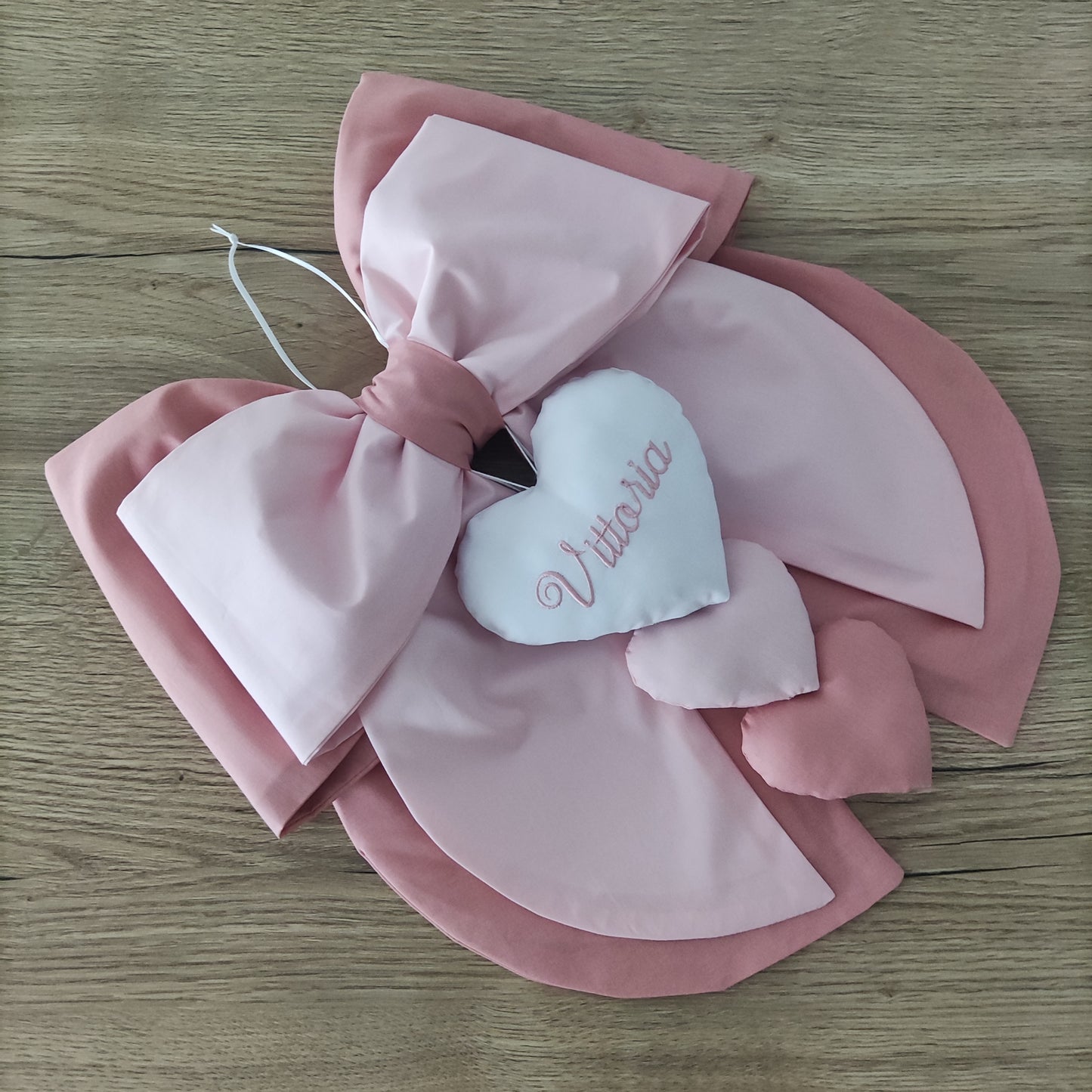 Fiocco nascita in cotone doppio rosa - Soggetto personalizzabile