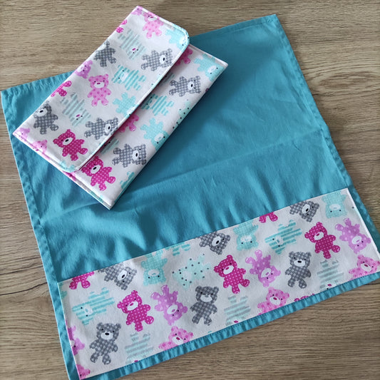 Porta tovagliolo asilo con tovagliolo - Fantasia orsetti rosa