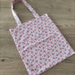 Borsa shopper rosa con fiori