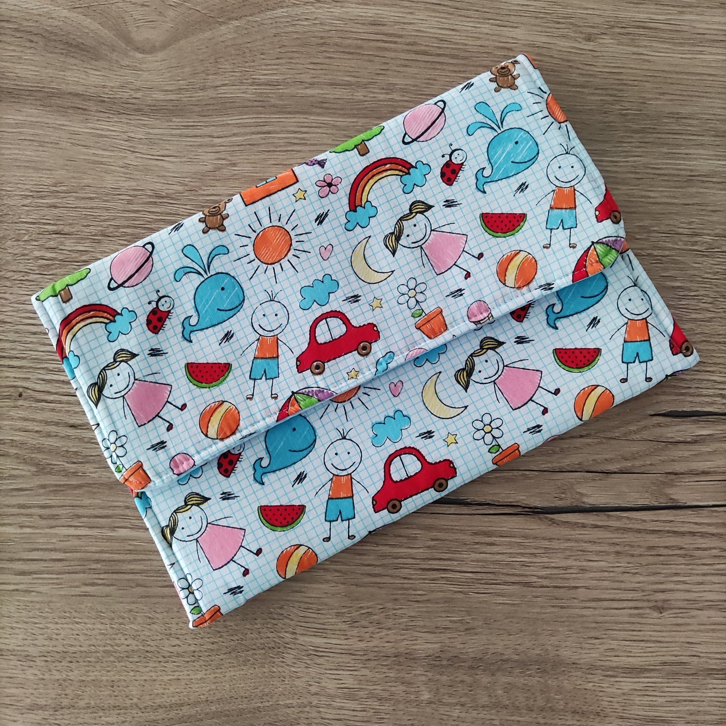 Porta tovagliolo asilo con tovagliolo - Fantasia disegni bimbi