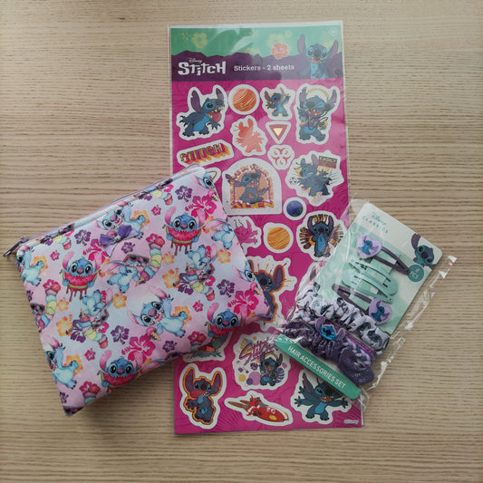 Pochette Stitch rosa piatta misura media