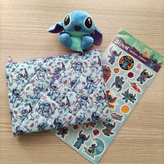 Pochette Stitch azzurra piatta misura grande