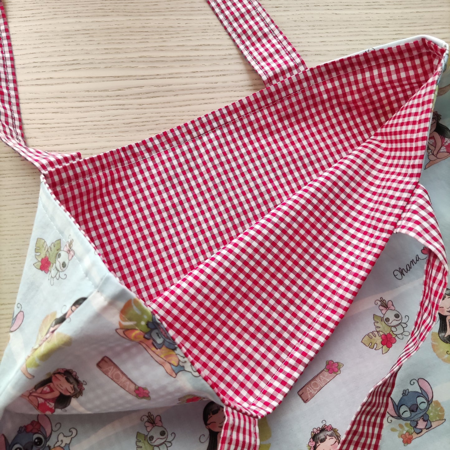 Shopper con fodera Stitch rossa