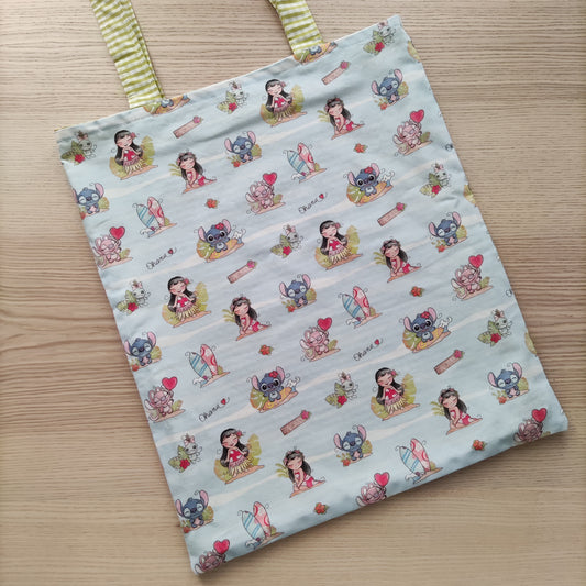 Shopper con fodera Stitch verde