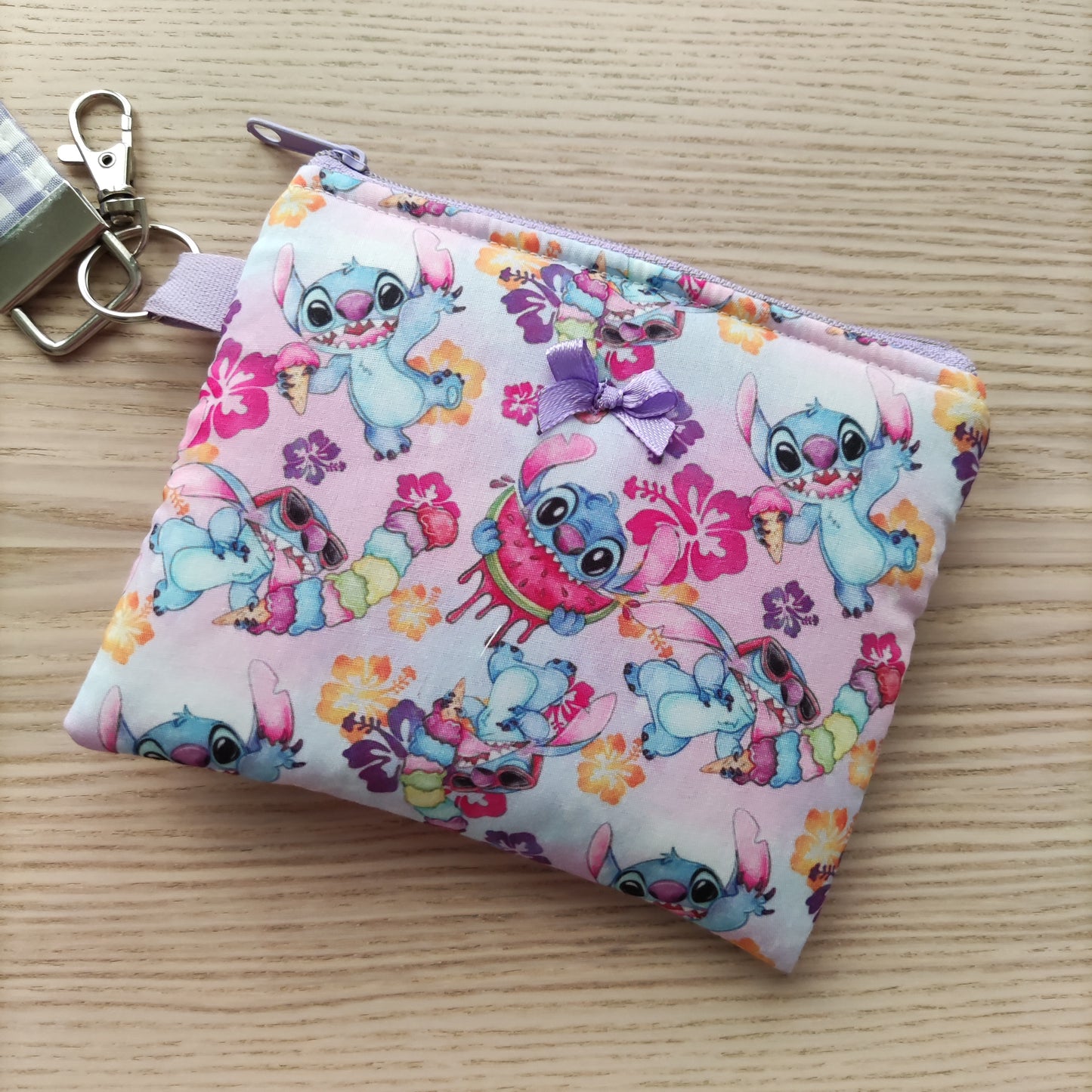 Pochette + portachiavi Stitch rosa