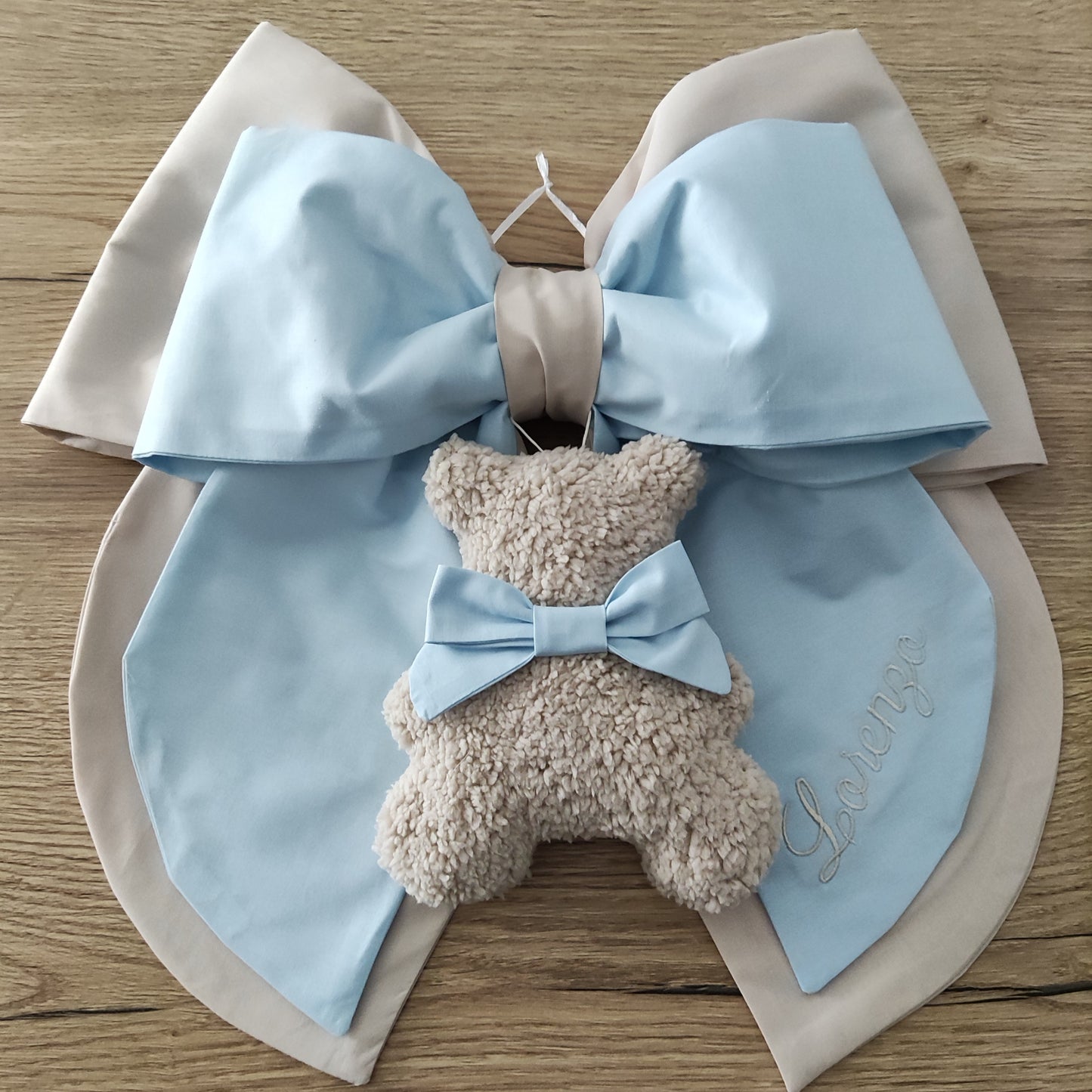 Fiocco doppio con orsetto Teddy