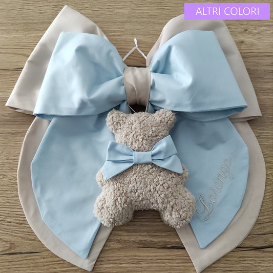 Fiocco doppio con orsetto Teddy